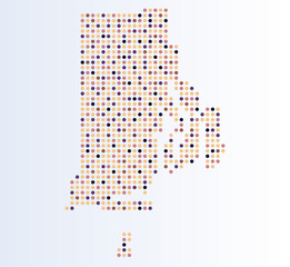 Wall Mural - Map of Rhode island state from dots