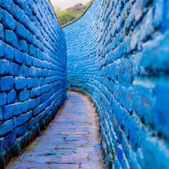 Blue brick background 