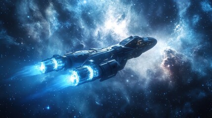 Wall Mural - futuristic ion-propelled spacecraft exploring the depths of space