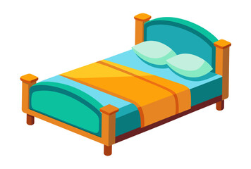 Wall Mural -  Beautiful sleeping bed vector art illustration 