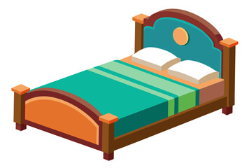 Wall Mural -  Beautiful sleeping bed vector art illustration 