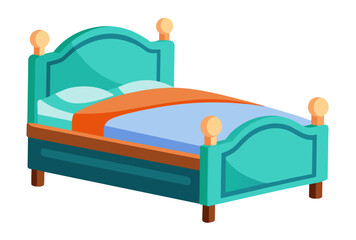 Wall Mural -  Beautiful sleeping bed vector art illustration 