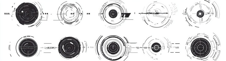 Aufkleber - Icon set of circular target futuristic technology elements