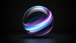 © Zaleman - A live neon ball. Animation. A 3D ball of plasma shells changing liquid emitting neon light on a black background.