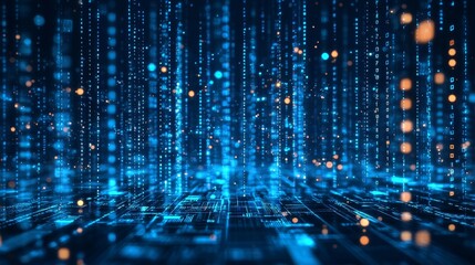 Fototapete - An abstract network containing random programs, a web and software development concept, futuristic technology, digital connectivity, and cyber space (3D render).