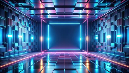 Fototapete - Abstract futuristic geometric background with a render, futuristic, abstract, geometric, background, digital, technology, design