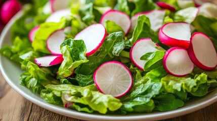 Wall Mural - Close-up of a farm-to-table salad with fresh greens and colorful vegetables, organic salad, natural health food