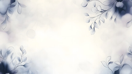 Grey-white background with foliage in watercolor style