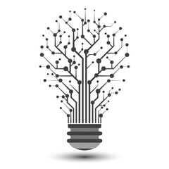 Poster - Bulb tech on Circuit icon. Innovation technology concept. Business idea, Inspiration, Brainstorming, Creativity. Flat icon. Vector and illustration.