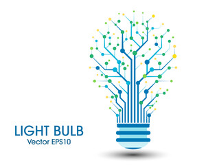 Poster - Bulb tech on Circuit icon. Innovation technology concept. Business idea, Inspiration, Brainstorming, Creativity. Flat icon. Vector and illustration.