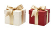 © Papugrat - two white and red gift box with gold ribbon isolated on transparent background cutout