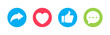 © Munnacreativehub - Like, Share, comment and love heart icon buttons. Social media notification vector icon set. Like icon button , thumb up icon , love and heart icon , comment icon , repost and share icon button.