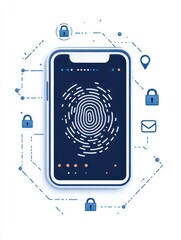 Aufkleber - Secure smartphone with fingerprint authentication and security icons. Data protection and mobile technology concept.