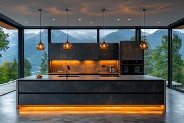 Sticker - Modern Kitchen with Mountain View