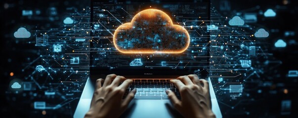 Canvas Print - Cloud Computing: Accessing Data and Services Through the Network