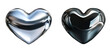 © ZinetroN - 3D glossy holographic chrome heart. Set of isolated elements in heart shape. Y2K style shiny metallic element. Vector illustration
