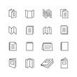 © Mykola - Vector line set of icons related with brochure. Contains monochrome icons like booklet, book, polygraphy, brochure, paper and more. Simple outline sign.