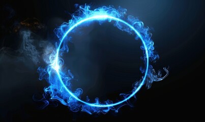 Poster - Blue glowing circle with smoke