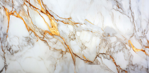 Canvas Print - White Marble Gold Veins.