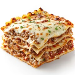 Wall Mural - Baked lasagna with layers of pasta, meat sauce, cheese and tomato sauce.