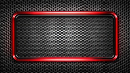 Leinwandbilder - Abstract metallic black red frame on carbon kevlar texture background, perfect for tech sports innovation , abstract