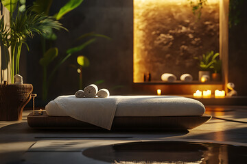 Wall Mural - A luxurious spa environment that highlights relaxation with rich textures and opulent materials