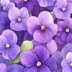 Cartoon violets in a whimsical watercolor carnival