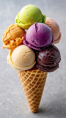 Delicious Colorful Ice Cream Cones