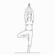 © nasharaga - One continuous single drawn line art doodle yoga, exercise, pose, female, people, asana. isolated image hand-drawn contour on a white background