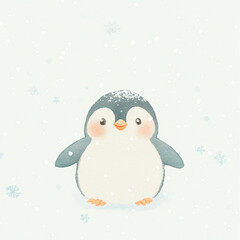 Canvas Print - Cute Penguin in Snow.