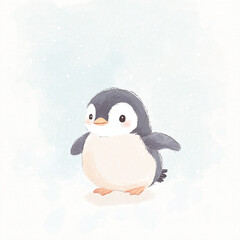 Sticker - Cute Penguin Illustration.