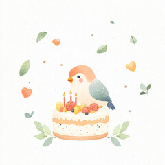 Canvas Print - Bird Birthday Cake.