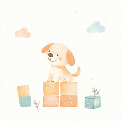 Canvas Print - Puppy Blocks.