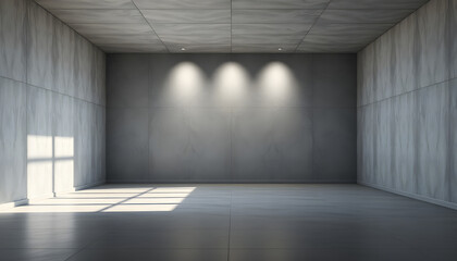 Wall Mural - imalistic hall interior with empty gray wall isolated with white highlights, png