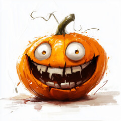 Wall Mural - creepy pumpkin character oil painting illustration