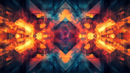 Canvas Print - Abstract geometric pattern with vibrant colors and dynamic energy