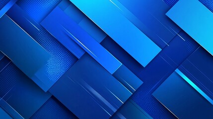 Wall Mural - A minimalistic blue geometric background with modern, shiny blue gradient diagonal shapes. Featuring dynamic and elegant geometric elements, this design is perfect for backdrops, posters, banners