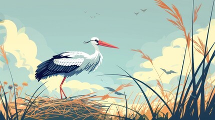 Poster - Stork in a Nest.