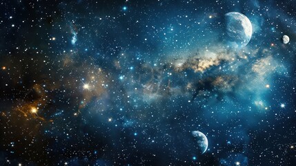 stunning night sky with stars and planets.