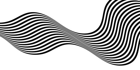 Wall Mural - black on white abstract perspective line stripes with 3d dimensional effect isolated on white. the g