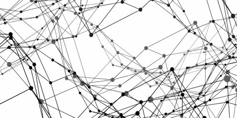 Canvas Print - technology abstract white digital background of points and lines. connection science background grey