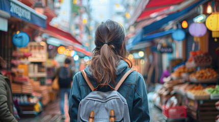 Canvas Print - A woman wearing a blue jacket