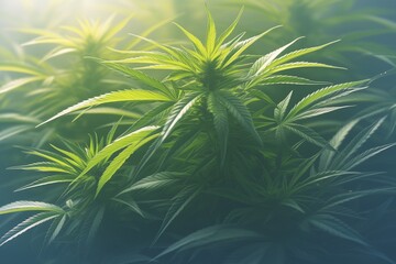 Wall Mural - Closeup of marijuana leaf , cannabis plants background