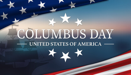 Canvas Print - Happy Columbus Day USA Flag Background