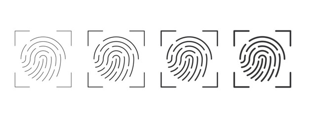 Leinwandbilder - Fingerprint and biometric scanner icon. Fingerprint line symbol. Personal security and Identity authentication. Line icon. Vector illustration.