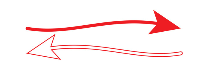 Poster - A straight, long, red arrow isolated on a transparent background