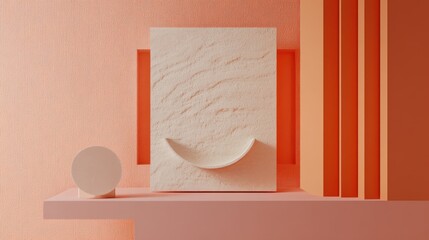 Wall Mural - Abstract Geometric Shapes in Peach and White Color Palette