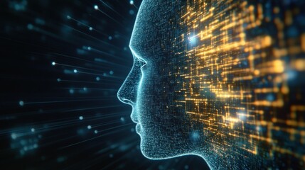 Digital Human Head Composed of Light and Lines