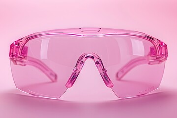 Poster - Stylish Pink Sports Sunglasses on a Soft Pink Background