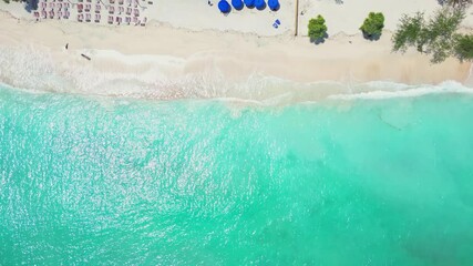 Wall Mural - Tropical beach and ocean resort aerial landscape by drone in Gili Island, Indonesia. aerial view of Gili Trawangan in Lombok, Bali, Indonesia 